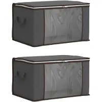 vidaXL opbergdoos met doorzichtige zijkant 2 st Nonwoven stof 90,3 L