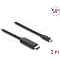 DeLOCK USB Type-C naar HDMI-kabel (DP Alt Mode), 8K 60 Hz met HDR-functie, 2 meter, zwart