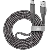 Rivacase PS 6102 GR12, 1,2 meter, USB-C, USB-A, USB 2.0, 0,48 Gbit/s, grijs