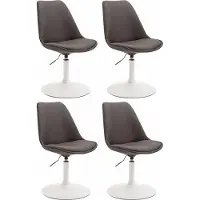 CLP Set van 4 eetkamerstoelen Maverick, bekleed met stof, draaibaar en met traploos verstelbare hoogte, donkergrijs, met een wit frame