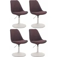 CLP Set van 4 eetkamerstoelen Maverick, bekleed met stof, draaibaar en met traploos verstelbare hoogte, bruin, met een wit frame
