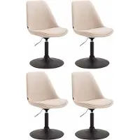 CLP Set van 4 eetkamerstoelen Maverick, bekleed met stof, draaibaar en met traploos verstelbare hoogte, kleur crème, frame in zwart