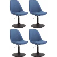 CLP Set van 4 eetkamerstoelen Maverick, bekleed met stof, draaibaar en met traploos verstelbare hoogte, blauw, met een zwart frame