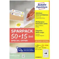 Avery-Zweckform L4736REV-65 Universele etiketten 45.7 x 21.2 mm Papier Wit 65 vellen Weer verwijderbaar Inkjet, Laser (zwart/wit), Laser (kleur), Kopiëren