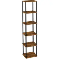 Vasagle Boekenkast met planken voor veelzijdige opbergruimte, Vintage Bruin-Inkzwart / 6 Ebenen (38B cm)