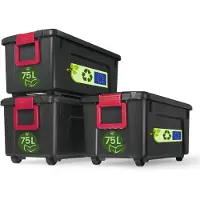 IRIS OHYAMA Opbergboxen set van 3 - DIY-model - Voor het opbergen van alles - 75 liter - Zwart en rood - 78 x 39,5 x 35 cm