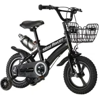 Buxibo Mini Racer, kinderfiets van 12 inch, zwart, met stabilisatorwielen – verstelbaar zadel en stuur, opbergbox, ideaal voor kinderen van 2-4 jaar