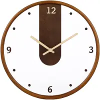 Sensahome Wandklok Amsterdam - Moderne Ronde Klok - Japandi Stijl - Glas en Hout - Ø30cm - Bruin