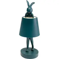 Kare design LED-batterijlamp Animal Rabbit, petrol, IP54, 29 cm dimbaar, blauw, Woon-/ Eetkamer, Kunststof, Design