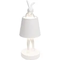 Kare LED-batterijlamp Animal Rabbit, wit, IP54, 29 cm dimbaar, wit / opaal, Woon-/ Eetkamer, Kunststof, Design
