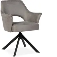 Bommel Wonen Armstoel Carissa (draaibaar) - Oxx Light Grey - Eetkamerstoel met armleuning - Kunstleer - Grijs - Modern - Eettafelstoel - Keukenstoel - Eetstoel - Stoel eetkamer