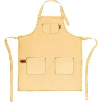 Tiseco Home Studio - Keukenschort HAVANA - 100% katoen - Verstelbaar nekdesign, gemakkelijk schoon te maken, ruime voorzakken - 74x85 cm - Okergeel