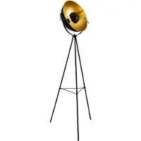 Lux.pro Standaardlamp 'Angers', 158 cm. Staande lamp, driepoot, studioverlichting, statief, 1xE27, 60W, metaal, messing, zwart