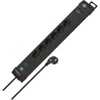 Brennenstuhl 1951160613, Premium-Line, stekkerdoos met 6 stopcontacten, overspanningsbeveiliging, 3,0 meter, zwart