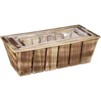 Relaxdays plantenbak hout - set van 3 - verschillende groottes - binnen en buiten - met folie