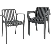Outsunny tuinstoelen, set van 4, stapelbare terrasstoelen met lamellenstructuur