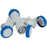 FANTON Industriële meervoudige stekkeradapter met 2P+T stekker, 16A, 200-250V en 3 stopcontacten 2P+T, 16A, waterdicht IP67, merk , model 73120
