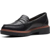 Clarks Damen Westlynn Ayla, penny loafer, zwart leer, maat 39 EU