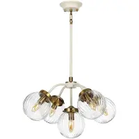 Elstead Lighting Elstead Cosmos hanglamp, E14, 5-voudig, crèmekleurig gelakt, met coating van antiek messing
