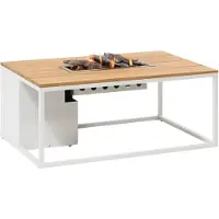 Cosi Fires Cosiloft lounge vuurtafel 120 cm wit - teak top