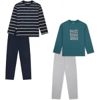 Schiesser Nachtkledij 'Nightwear' nachtblauw / wit