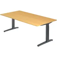 Hjh OFFICE PRO XTRA XB 2E GG - Beuken 200 x 100 Tafelhoogte I In hoogte verstelbaar