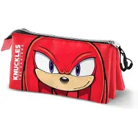 KARACTERMANIA - SEGA Knuckles etui met drie vakken, rood, 23 x 11 cm