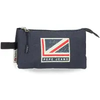 Pepe Jeans Aidan etui, drievoudig, blauw, 22 x 12 x 5 cm, polyester