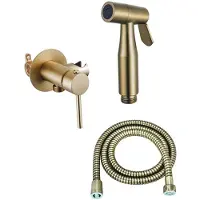 FortiFura Calvi Mengkraan Bidetset - handdouchehouder - 100cm doucheslang - bidet handdouche - geborsteld messing (goud) SW1236931/SW1212631/SW970018