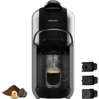 Cecotec FreeStyle Compact, koffiezetapparaat voor capsules, 0,6 liter, koffie capsules, gemalen koffie, 1450 W, zwart, grijs