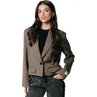 Colourful Rebel Dova Herringbone Cropped Blazer - Maat l