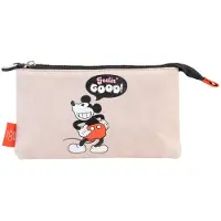 Grupo Erik Erik Editores Disney Mickey 100e Verjaardag, etui met 3 compartimenten, beige. Beige, one size