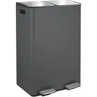 Spirella – Vuilnisbak voor de keuken, 60 liter (2 x 30 liter) met pedaalbediening – Model Aliya – Grijs