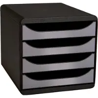 Exacompta Ladekastje Grijs, zwart 4 Lades 27,8 x 34,7 x 26,7 cm