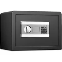 Buxibo - Brandwerende kluis - Brandkast - Met digitaal cijferslot en sleutel - Metaal - 35x25x25 cm - Zwart