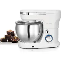 Emerio Keukenmachine 5 Liter - 1000W Keukenrobot - Foodprocessor - Keukenmixer met RVS Mengkom - 6 Snelheden - Inclusief Klopper, Deeghaak en Garde - KM-123117 Wit