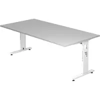 Hjh OFFICE PRO MEGA 2E W - 200 x 100 Tafelhoogte I In hoogte verstelbaar Grijs/Wit
