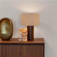 Atmooz Japura tafellamp – Hoogte 45 cm – Scandinavische tafellamp voor binnenshuis – Decoratieve lamp voor de woonkamer – E27 fitting – Bruin en beige