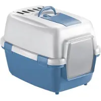Exacompta WivaCat: Praktische kattenbak met deksel, filter en schep, wit/blauw, 55x40x40cm, artikelnummer 97976