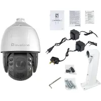 LevelOne FCS-4072: LevelOne IPCam FCS-4072, PTZ-camera, 32x zoom, koepelvormig, 4MP, H.265, IR-verlichting (20W), PoE