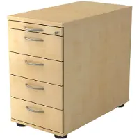 Hjh OFFICE PRO SIGNA SC50 BM - Rolcontainer Esdoorn Hout met 4 lades Metalen handgreep