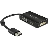 DeLOCK DisplayPort / VGA / HDMI / DVI Adapter [1x DisplayPort stekker - 1x VGA-bus, HDMI-bus, DVI-bus 24+1-polig] Zwart