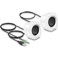 DeLOCK Mini Stereo PC Speaker with 3.5 mm stereo jack male and USB powered white