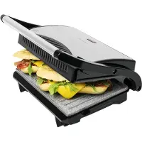 Cecotec elektrische grill met de naam Grill Rock'n Grill. 700 W, oppervlakte 23×14,5 cm, voorzien van een RockStone anti-aanbaklaag, vrij van PTFE en PFOA
