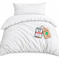 Komfortec Premium Dekbedovertrek 135x200 cm + Kussensloop 40x80 cm - 100% Microvezel - 90 g/m² - 2-Delige Superzachte Beddengoedset - met Rits - Wit