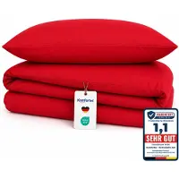Komfortec Premium Dekbedovertrek 135x200 cm + Kussensloop 80x80 cm - 100% Microvezel - 90 g/m² - 2-Delige Superzachte Beddengoedset - met Rits - Rood