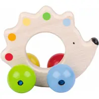 Goki Baby Bijtring: EGEL met PARELS diam.8,5cm, hout , in vensterdoos