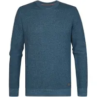 Petrol Industries - Heren Katoenen trui met structuur ironstone - Blauw - Maat XL