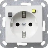 Gira 267703, FI-veiligheidscontactdoos, 30mA, met shuttersysteem, kleur: Reinweiß glänzend