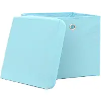 vidaXL Opbergboxen met deksel 10 st 32x32x32 cm stof babyblauw